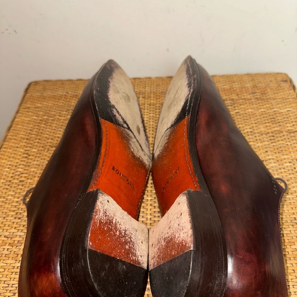 BONTONI Men’s Size 11 Whole Cut Brogue Perforated Brown Leather Lace Up Shoes - Picture 9 of 14